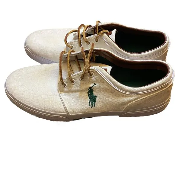 Polo Ralph Lauren White Faxon Low Top Sneakers Boat Shoes Casual Men's 14