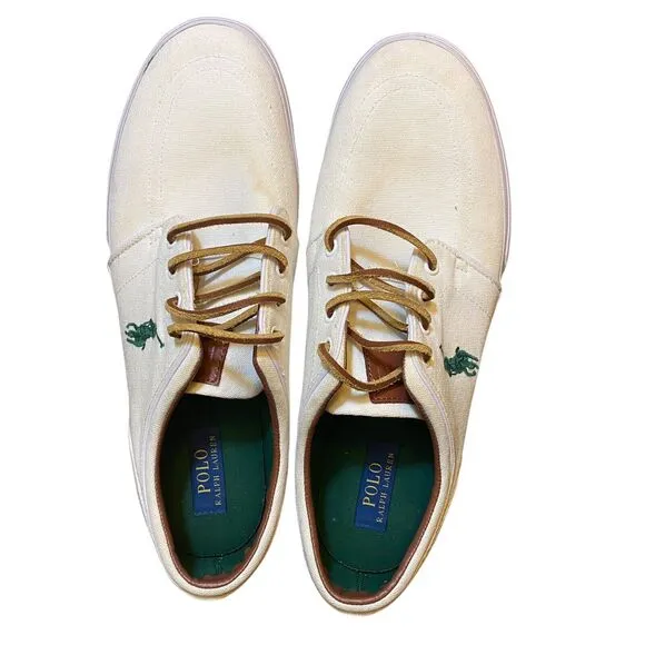 Polo Ralph Lauren White Faxon Low Top Sneakers Boat Shoes Casual Men's 14