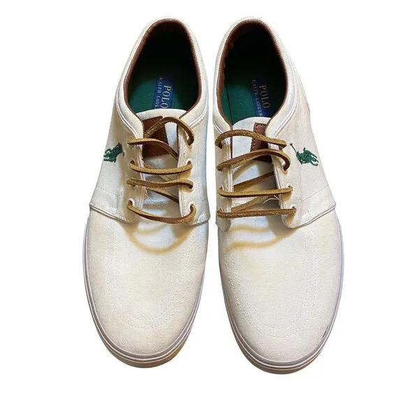 Polo Ralph Lauren White Faxon Low Top Sneakers Boat Shoes Casual Men's 14