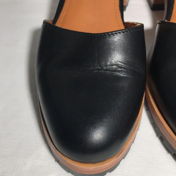 Portland Leather Patina Black Block Heel Mary Jane Shoes Size 8