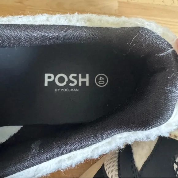 POSH By Poelman Womens US Size 9 EU 40 Faux Fur Sherpa Metallic Sneakers