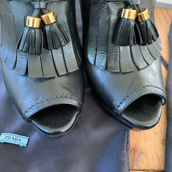 Prada Fringe Tassel Mules