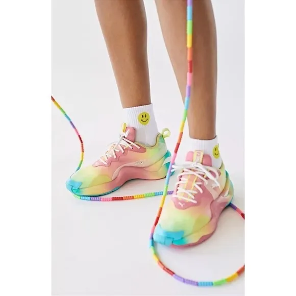 Puma for FP Movement Tye Dye Rise Sneakers Size US 9 Pastel Rainbow