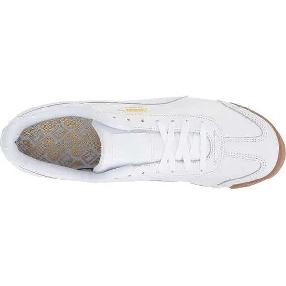 Puma Roma Classic Gum 366408-01 Sneaker Mens White Team Gold Leather Shoes FD635