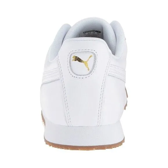 Puma Roma Classic Gum 366408-01 Sneaker Mens White Team Gold Leather Shoes FD635