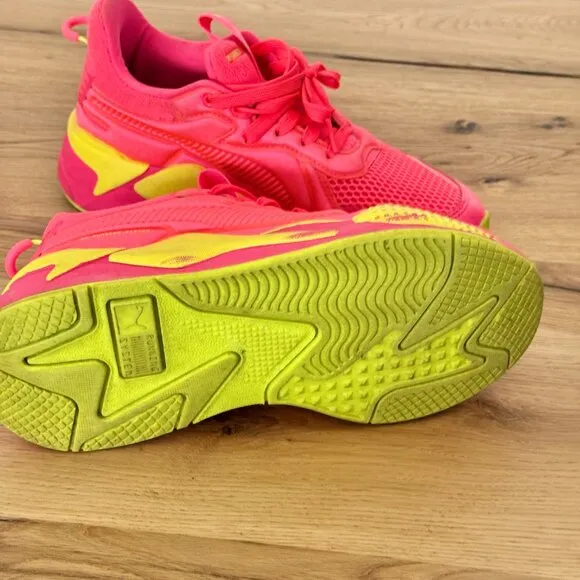Puma RS-X Soft Case Pink Alert/Yellow Running Shoes 371983-01 Women Size 8