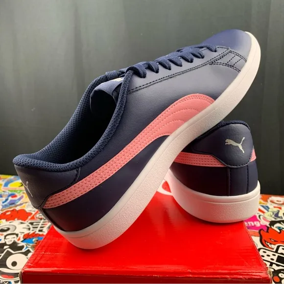 Puma Smash V2 Leather Blue   Pink Womens Various Sizes
