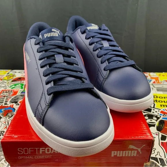 Puma Smash V2 Leather Blue   Pink Womens Various Sizes