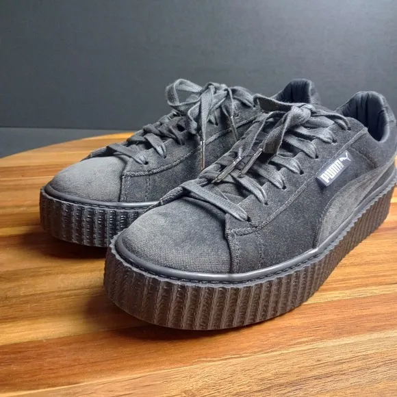 Puma X Fenty Rihanna Suede Creeper Platform Womens Gray Sneakers  Sz 9