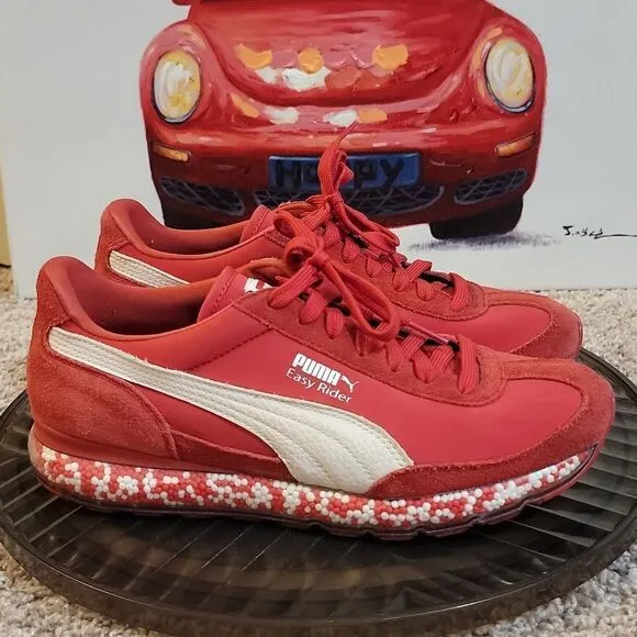 Puma Jamming Easy Rider Bubble Sole Red Suede Shoes Size 7 Youth Womens 8.5