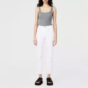 Rag &amp; Bone Nina High Rise Flare Optic White Raw Hem size 30