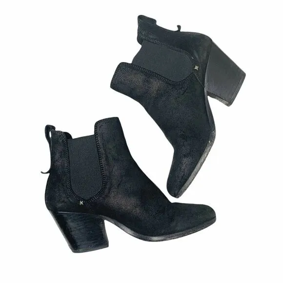 Rag &amp; Bone Devon Black Suede Leather Ankle Bootie