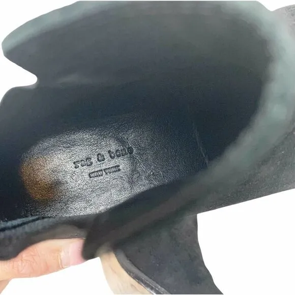 Rag &amp; Bone Devon Black Suede Leather Ankle Bootie