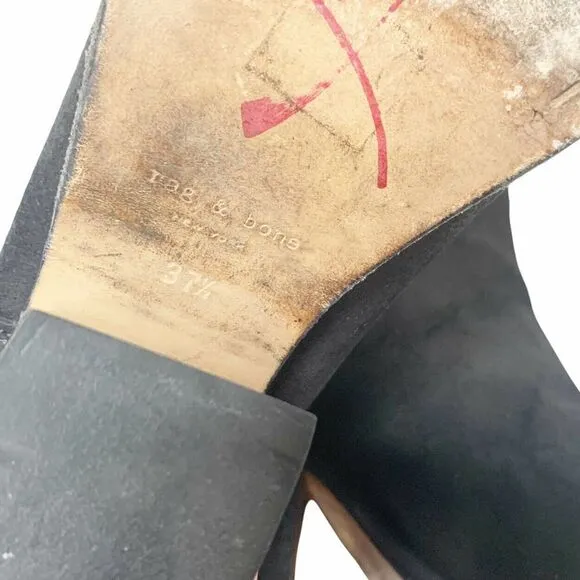 Rag &amp; Bone Devon Black Suede Leather Ankle Bootie