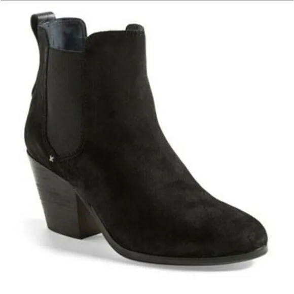 Rag &amp; Bone Devon Black Suede Leather Ankle Bootie