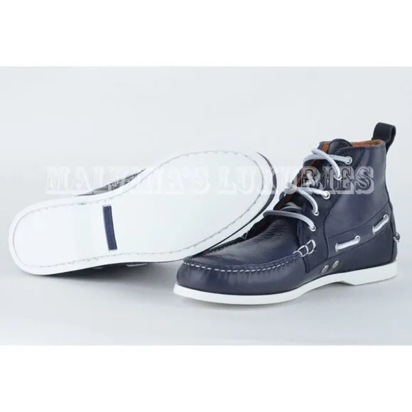 RALPH LAUREN CHUKKA BOOTS SHOES SNEAKERS STYLE BLUE NAVY LEATHER