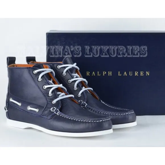 RALPH LAUREN CHUKKA BOOTS SHOES SNEAKERS STYLE BLUE NAVY LEATHER