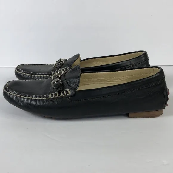 Ralph Lauren Collection Purple Label 9.5 Black Leather Driving Loafers Shoes