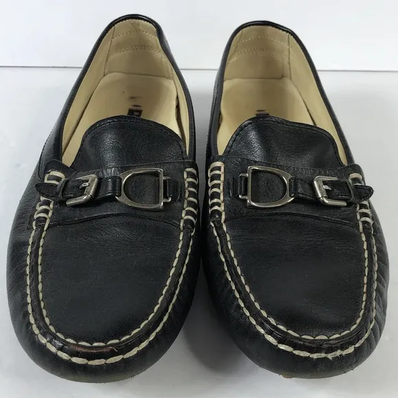 Ralph Lauren Collection Purple Label 9.5 Black Leather Driving Loafers Shoes