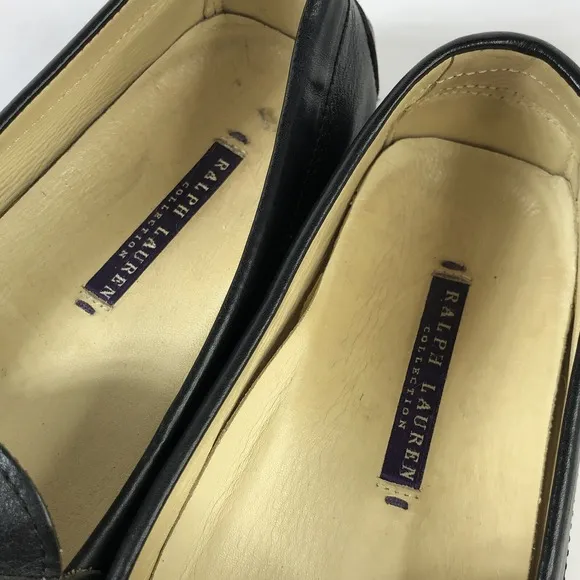 Ralph Lauren Collection Purple Label 9.5 Black Leather Driving Loafers Shoes