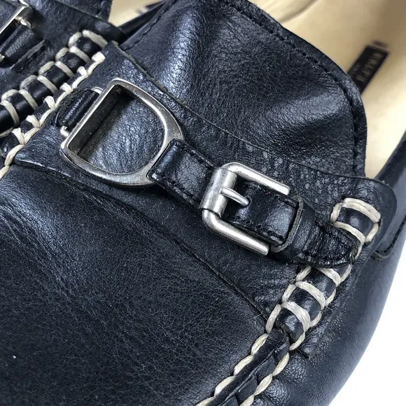 Ralph Lauren Collection Purple Label 9.5 Black Leather Driving Loafers Shoes