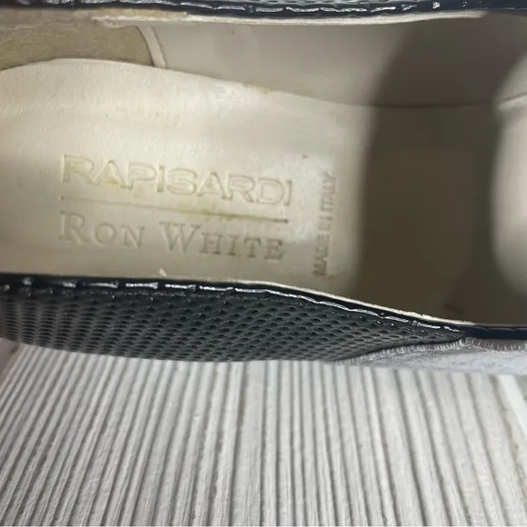 Rapisardi Ron White Slip On Shoes 9.5 EU 40 Black Gray Metalic Strap