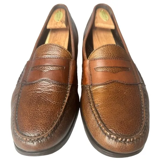 Rare Cole Haan Nike-Air Pebble Grain Penny Loafers Brown Leather Shoes Men’s 12M