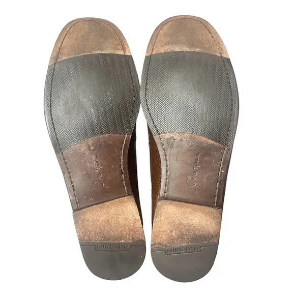 Rare Cole Haan Nike-Air Pebble Grain Penny Loafers Brown Leather Shoes Men’s 12M