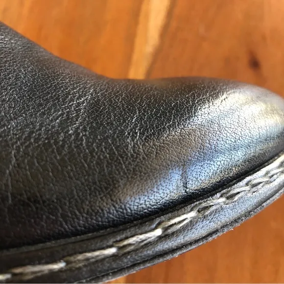 Rare Measponte Italian Hand‎ Made Black Leather Shoes Sz 37.5 - EUC