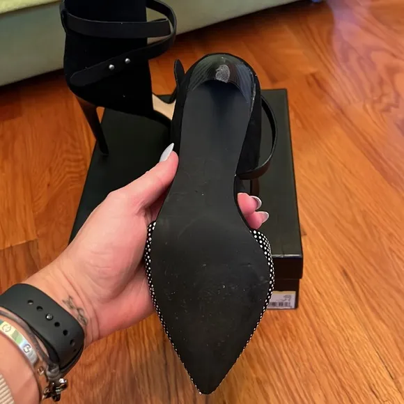 Real suede party  high heel shoes with leather straps