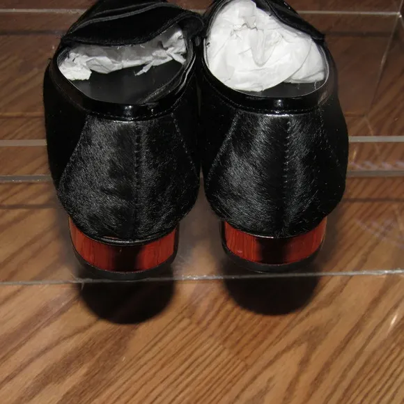 REBECCA MINKOFF Black Fur Dyed Loafers Size 7M
