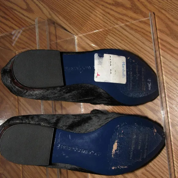 REBECCA MINKOFF Black Fur Dyed Loafers Size 7M