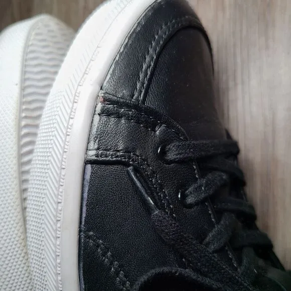 Rebecca Minkoff Black Leather Fur Trim Sasha Sneakers Shoes Women’s Size 8M