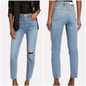 {Re/Done} 90’s High-Rise Ankle Crop NWT Distressed Jeans, $298 size 32