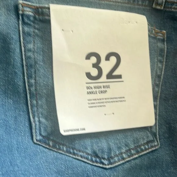 {Re/Done} 90’s High-Rise Ankle Crop NWT Distressed Jeans, $298 size 32