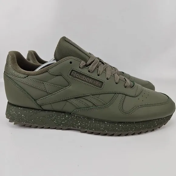 REEBOK Classic Leather Ripple Sneakers Shoes Army Green H06421 US Men's 12 NWT