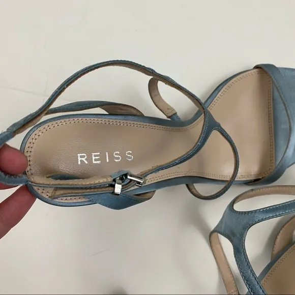 REISS blue satin strappy stiletto heels