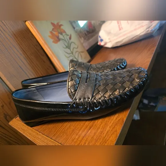 Robert Zur Black Woven Petra Loafers 9 1/2 NWOT
