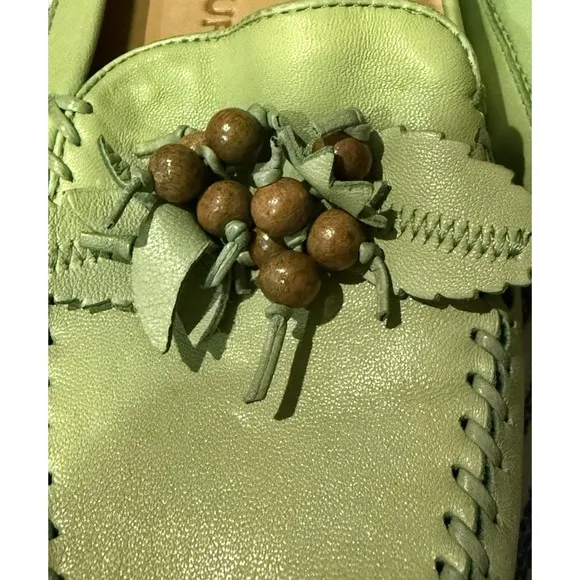 Robert Zur Kiwi Beaded Soft True Glove Leather Loafers Mules Slipon Shoes Size 7