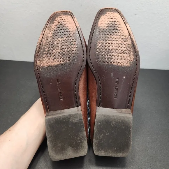 Robert Zur Vega BB Learher Loafers Mule Shoes Brown Turquoise 7M Retro Designer