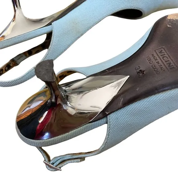 Roberto Cavalli Light Blue Sling Backs Size 35.5