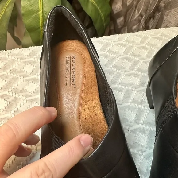 Rockport Cobb Hill Adele Black Leather Women’s Tailored Slip On Shoes Size 11M