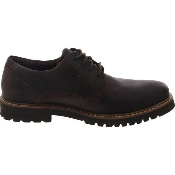 Rockport Mens Maverick Brown Lace-Up Leather Oxfords Imperfections