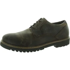 Rockport Mens Maverick Brown Lace-Up Leather Oxfords Imperfections