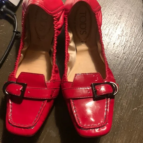 Rods red leather driving shoes. Never worn‎ . 595 retail