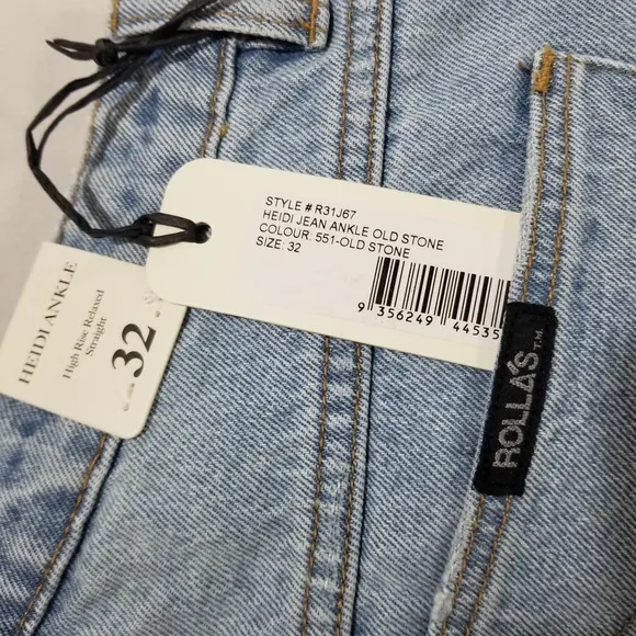 Rolla's Jeans Size 32 Heidi Ankle High Rise Relaxed Straight Loose Old Stone NWT