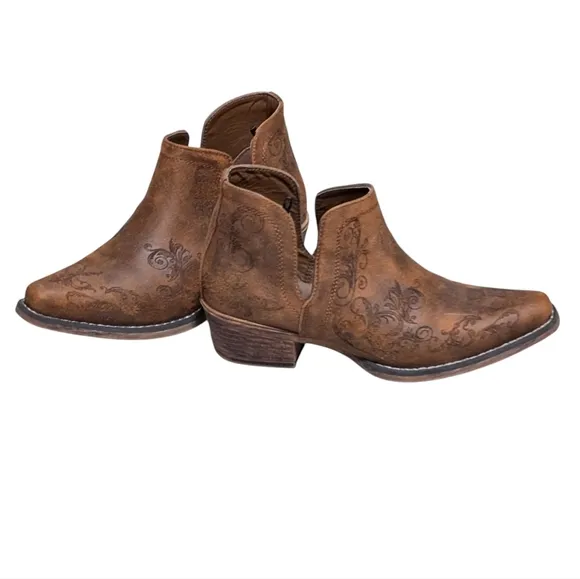 Roper ankle boot faux leather Shorty Snip Toe size 6.5 Western cowgirl boho