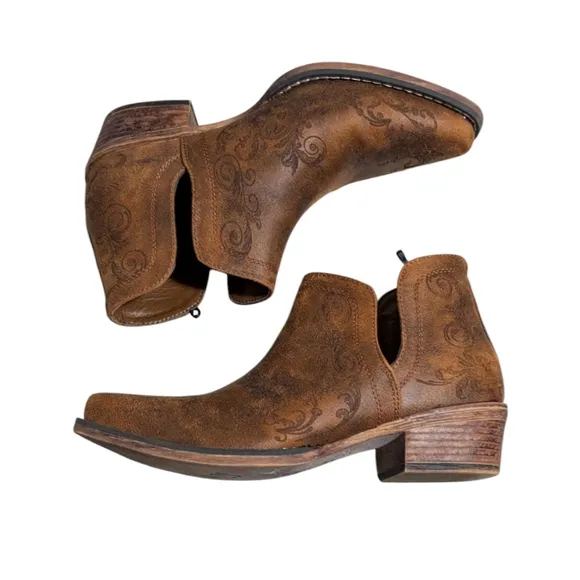 Roper ankle boot faux leather Shorty Snip Toe size 6.5 Western cowgirl boho