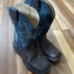Roper boots boy blue brown light up shoes toddler 10 western cowboy