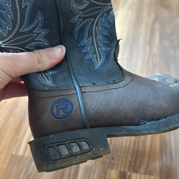 Roper boots boy blue brown light up shoes toddler 10 western cowboy